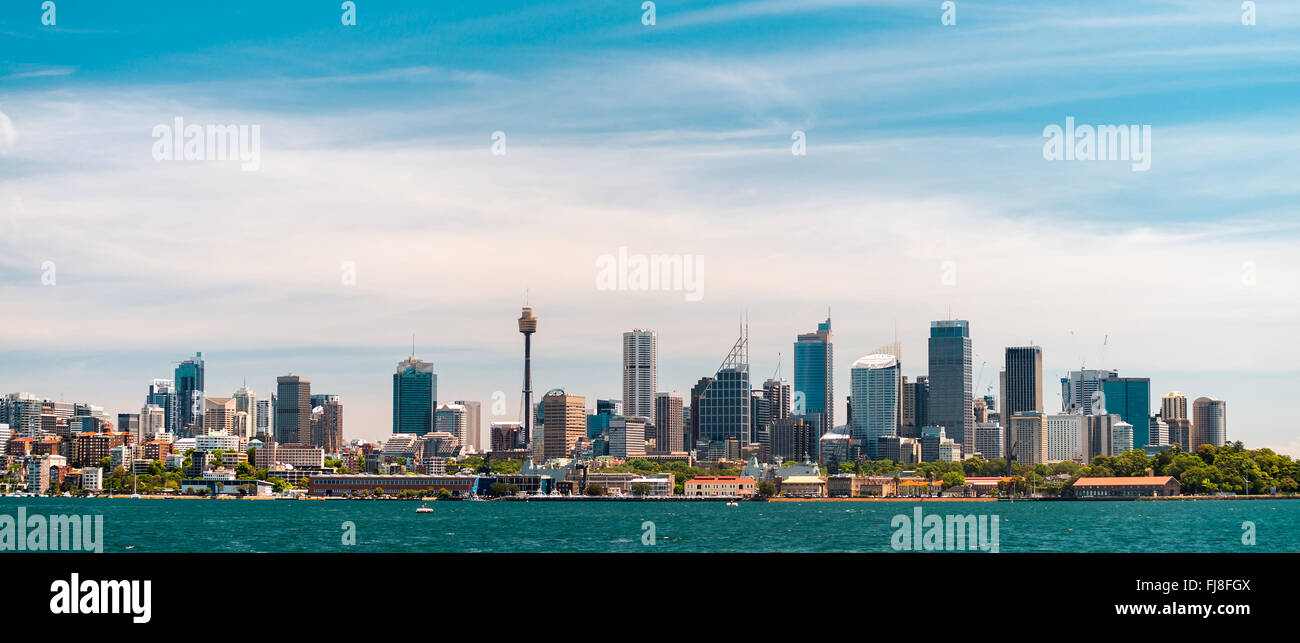 Panoramic view at Sydney city urban skyline from Western Plains with ...