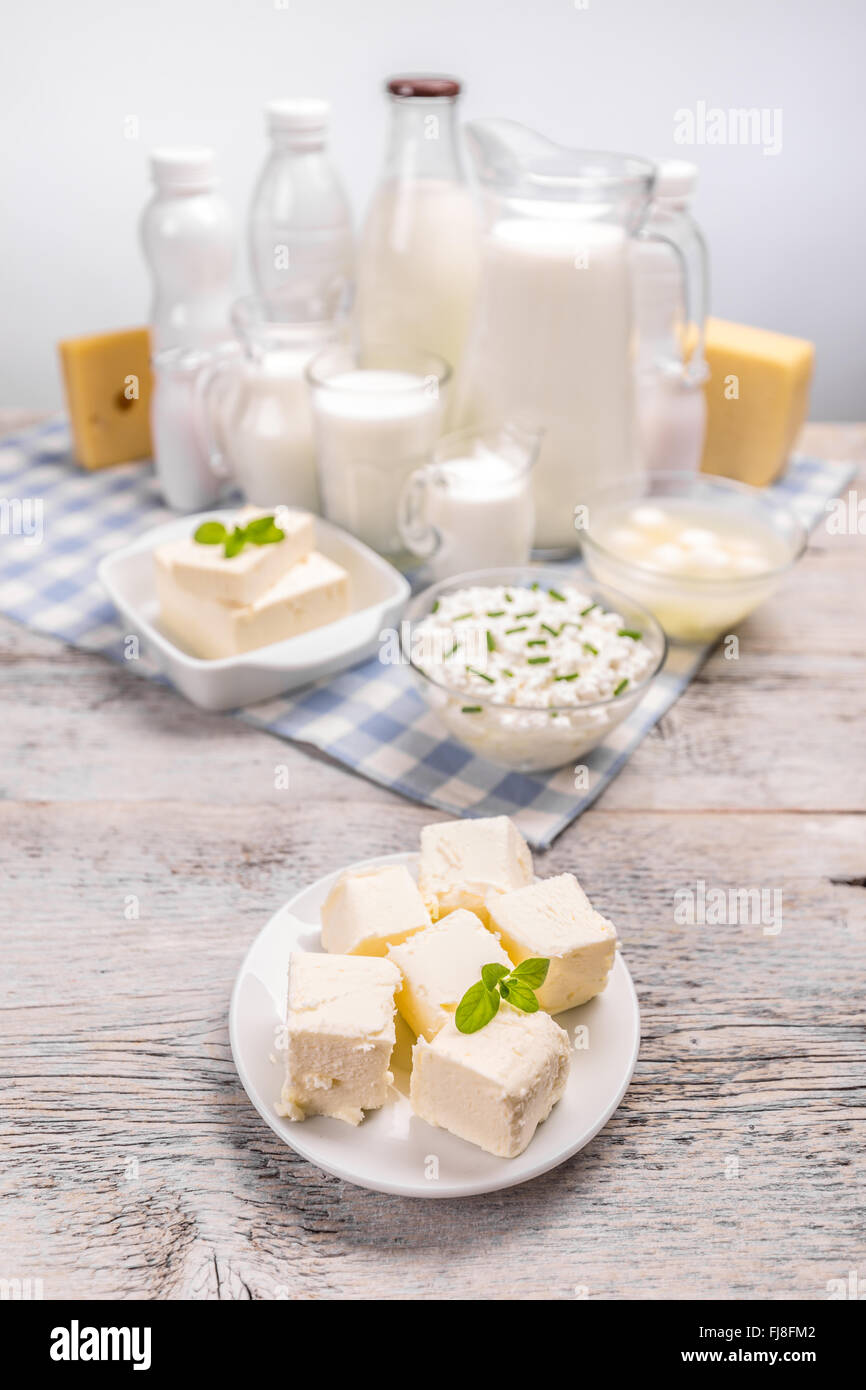 Butter and various dairy products in background Stock Photo Alamy