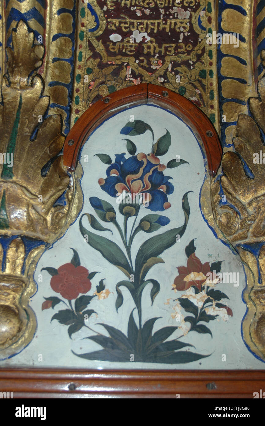 Inlay work on wall, golden temple, amritsar, punjab, india, asia Stock