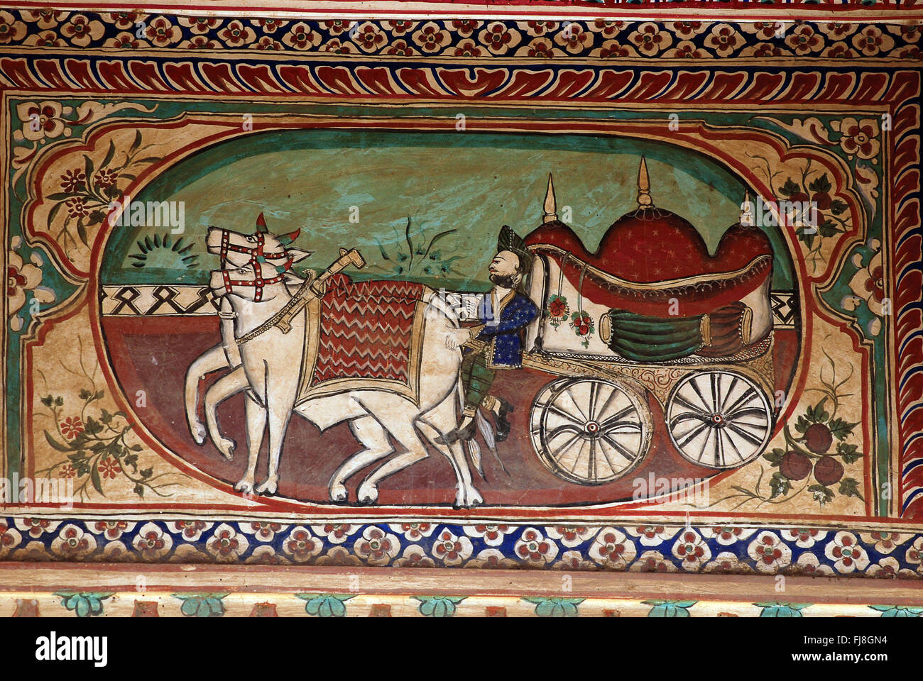Painting wall, shekhawati haveli, rajasthan, india, asia Stock Photo