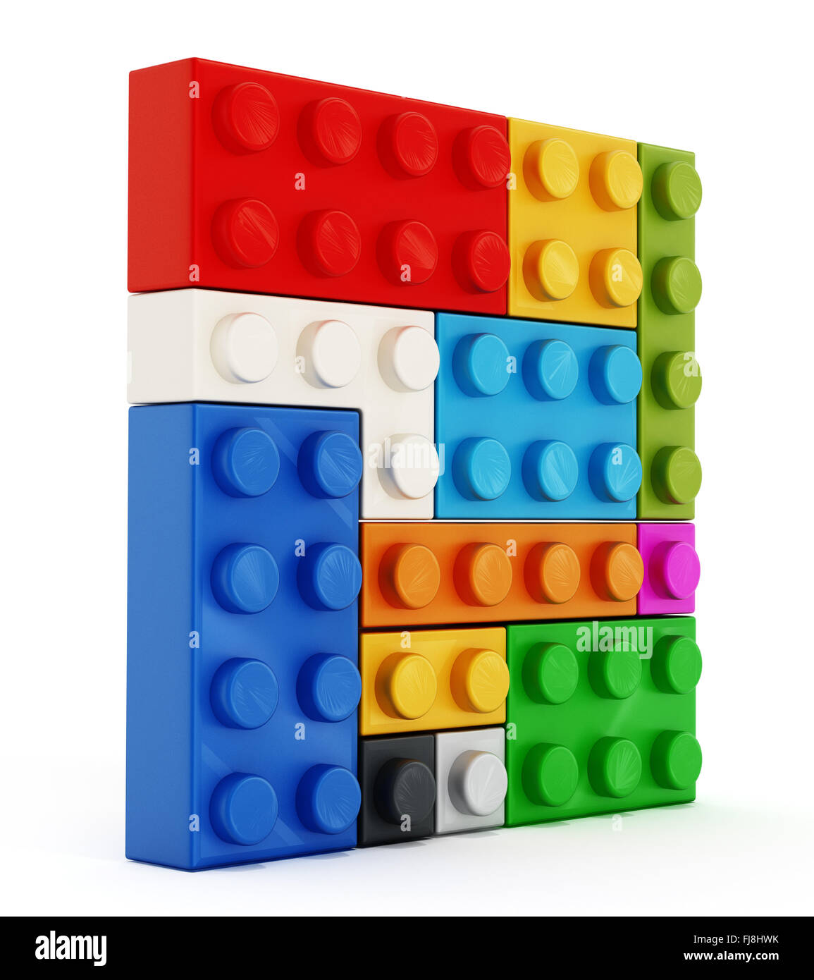 Multi colored toy blocks isolated on white background Stock Photo