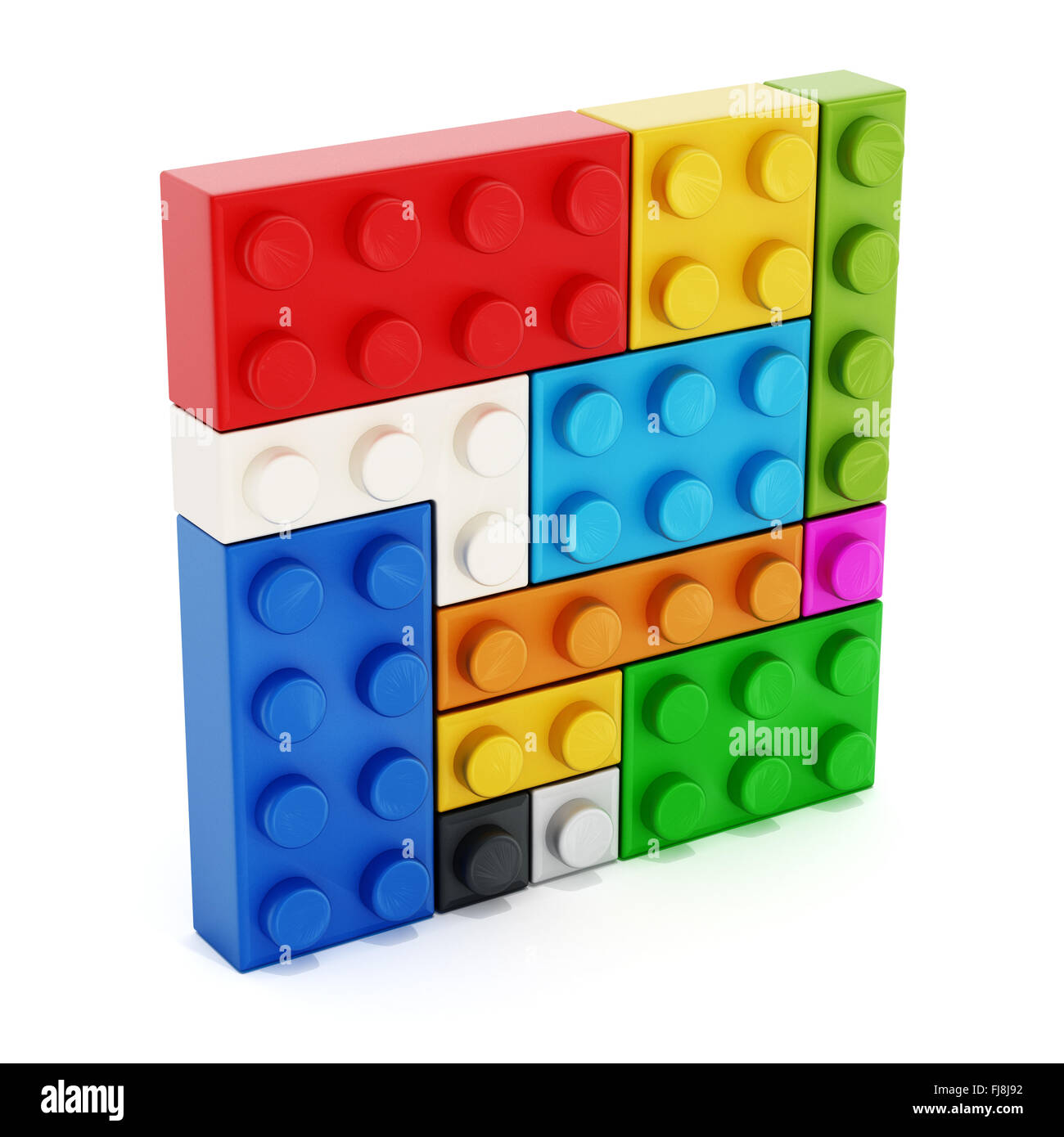 Multi colored toy blocks isolated on white background Stock Photo