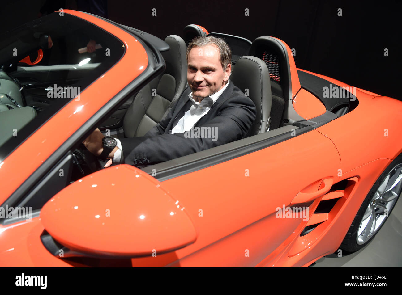 Geneva, Switzerland. 29th Feb, 2016. Porsche CEO Oliver Blume poses in