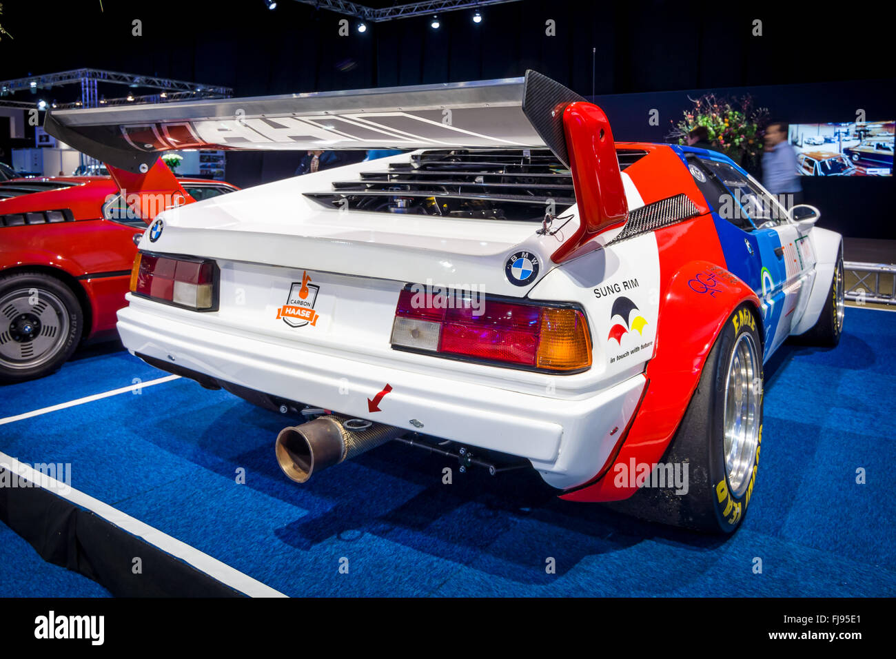 Sports car BMW M1 Procar (racing version of the BMW M1), 1980. Rear view. Stock Photo