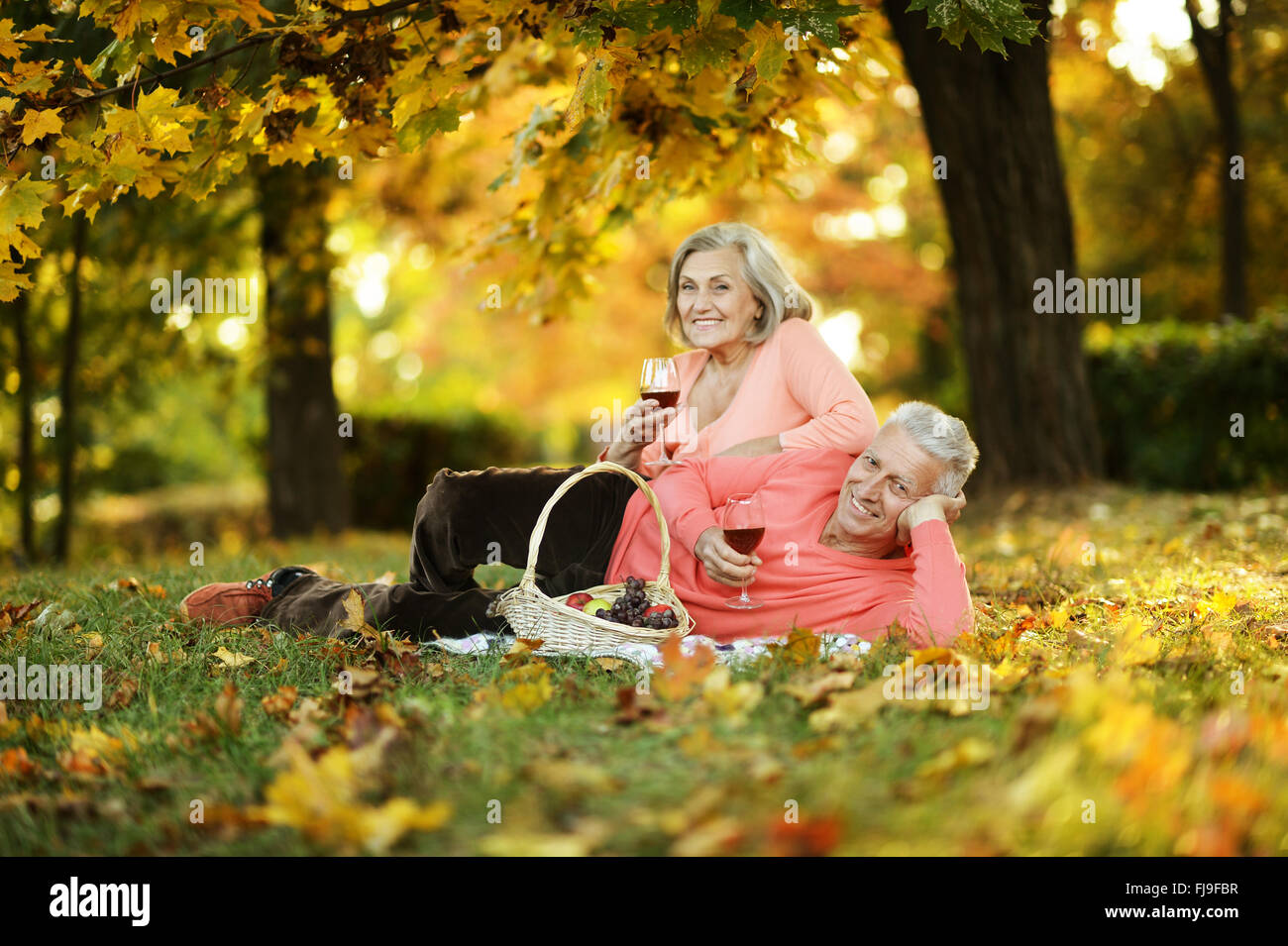 Couple in autumn park Stock Photo - Alamy