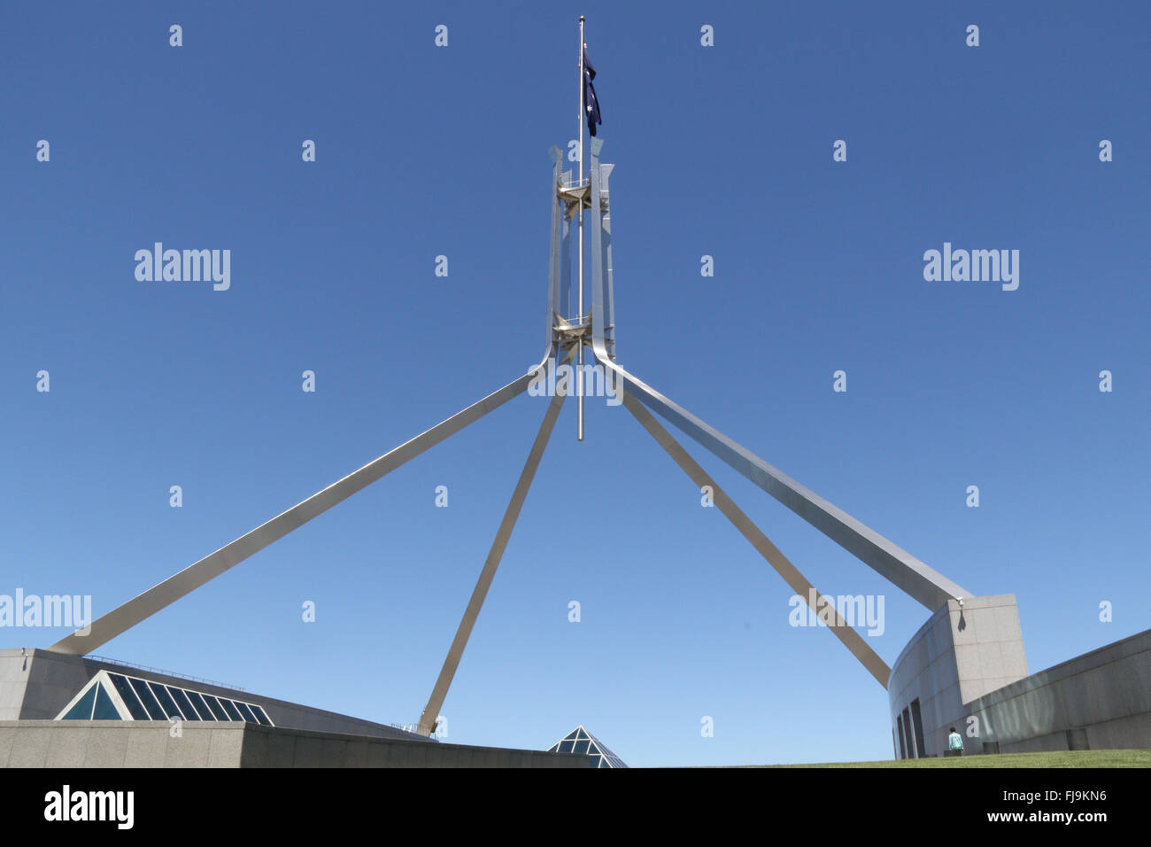 The view from the roof of the Australian Parliament House at Capital Hill in Canberra. Stock Photo