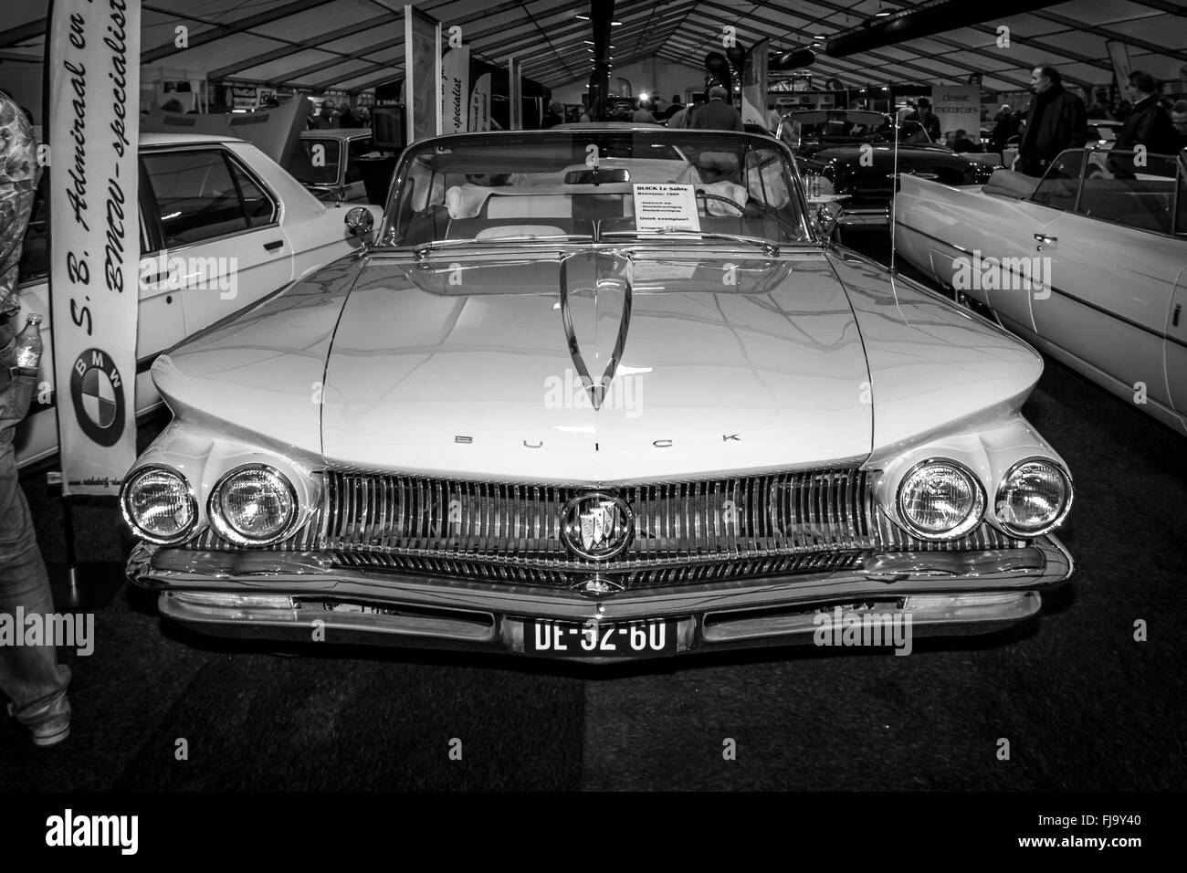 Full-size car Buick LeSabre (first generation), 1960. Black and white. Stock Photo