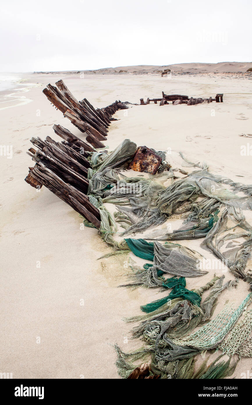 Shipwreck on the Skeleton Coast, Namibia. Stock Photo