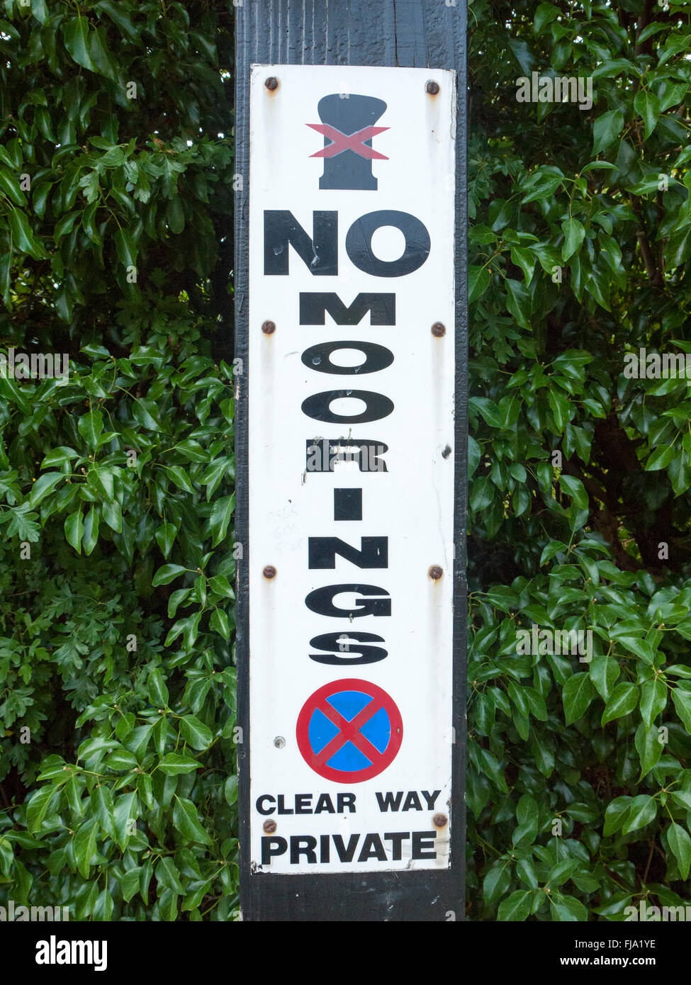 No moorings warning sign Stock Photo