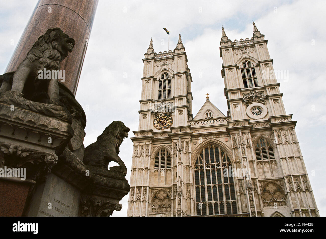 Westminster Abbey front, Westminster, London UK, Stock Photo