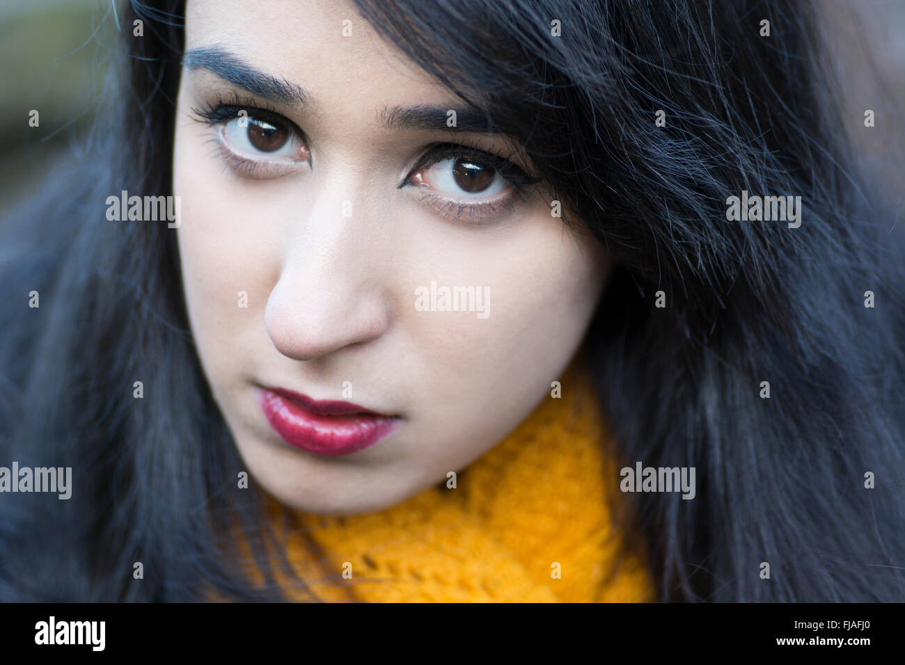 Close up of a serious young woman Stock Photo