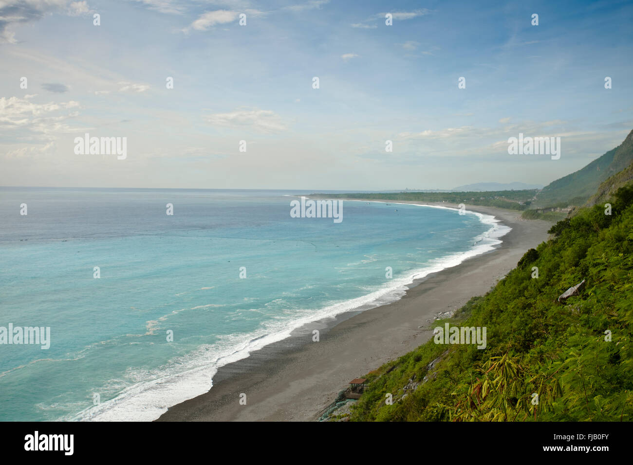 A black sand beach in Hualien county, Taiwan Stock Photo