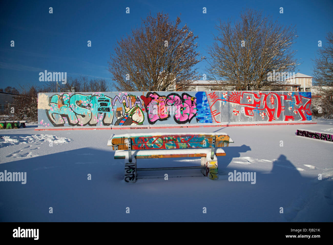 Beautiful graffiti in Swedish graffiti park Stock Photo