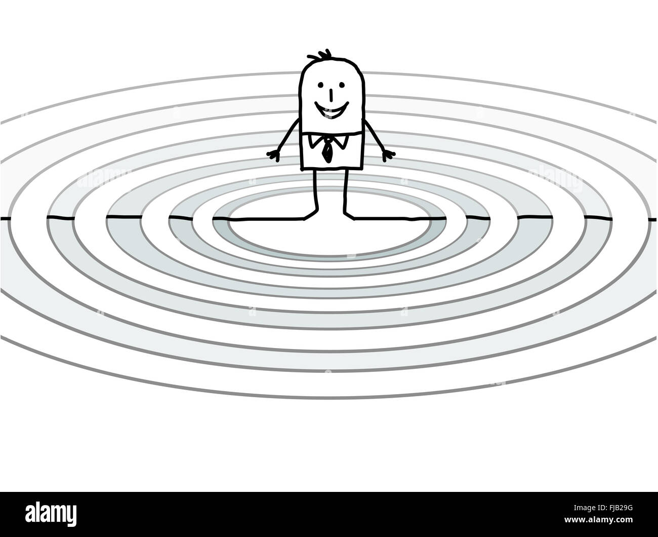 hand drawn cartoon character - businessman & waves Stock Photo - Alamy