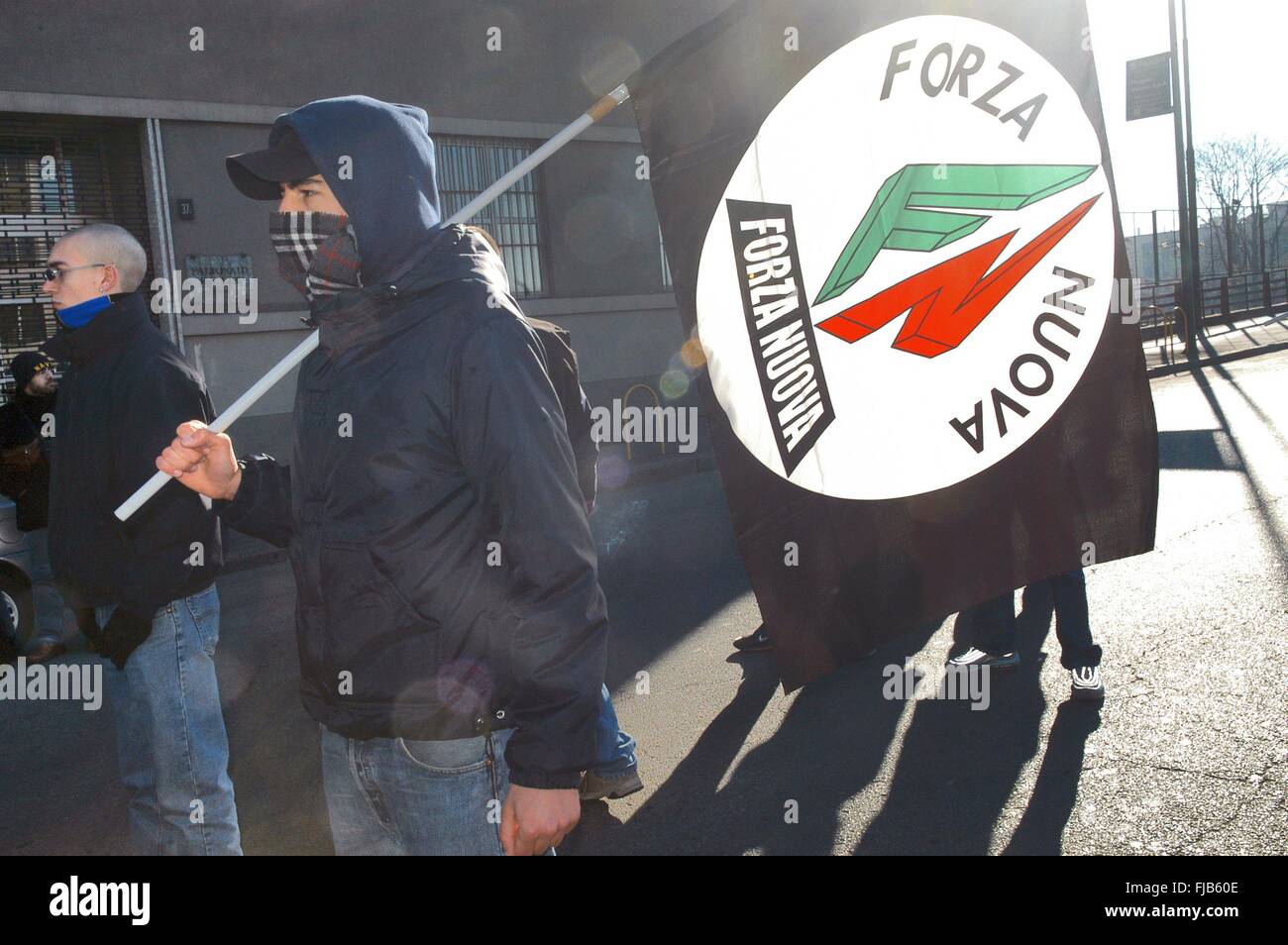 Milan,  Italy, demonstration of the neonazi group 'Forza Nuova' Stock Photo