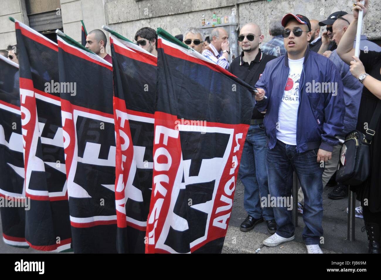 Milan,  Italy, demonstration of the neonazi group 'Forza Nuova' Stock Photo