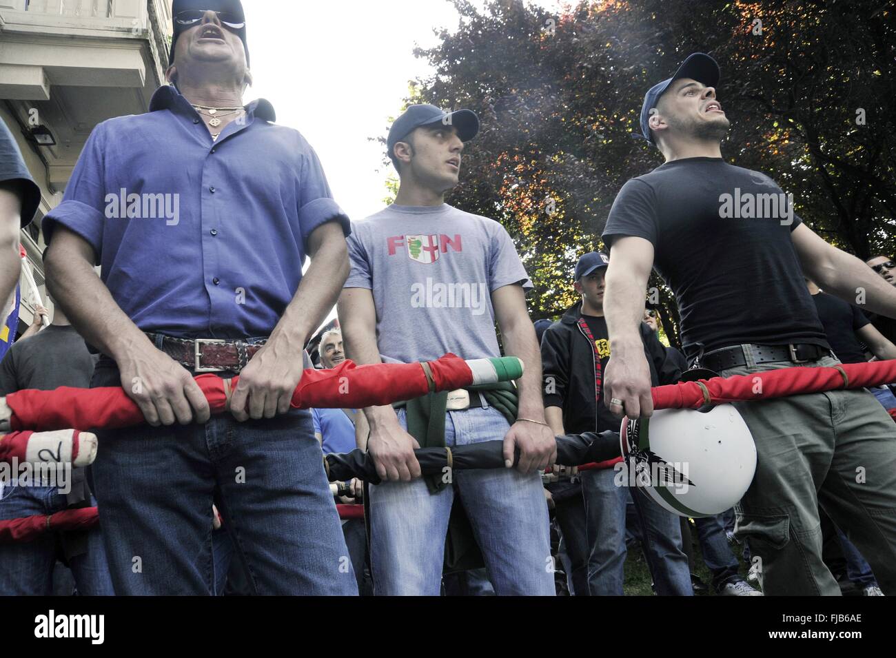 Milan,  Italy, demonstration of the neonazi group 'Forza Nuova' Stock Photo