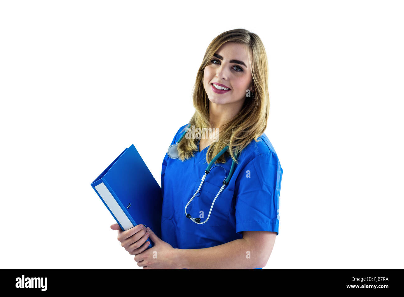 Smiling nurse holding clipboard Stock Photo - Alamy