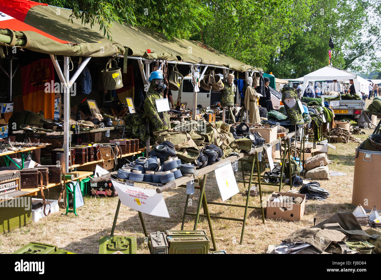 Market place area of the yearly war and peace show with tables of