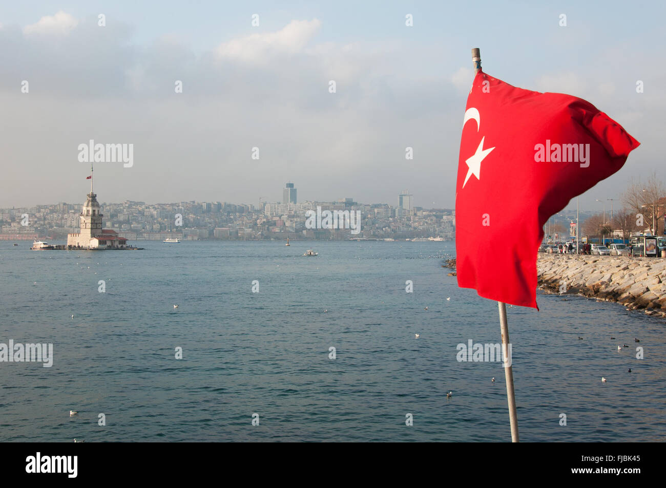 red flag of Turkey Stock Photo
