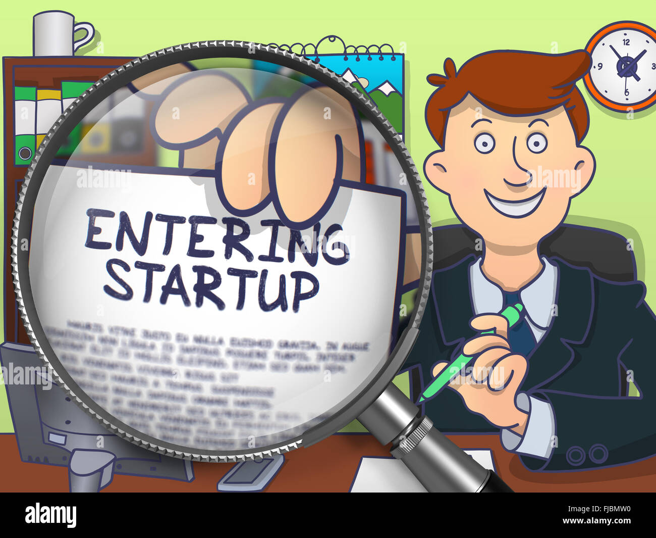 Entering Startup through Magnifier. Doodle Concept Stock Photo Alamy