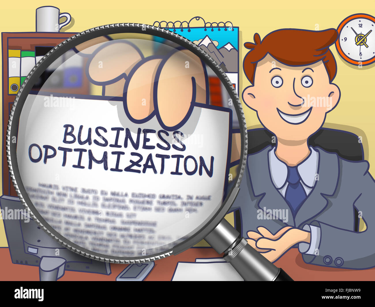 Business Optimization through Lens. Doodle Style Stock Photo - Alamy