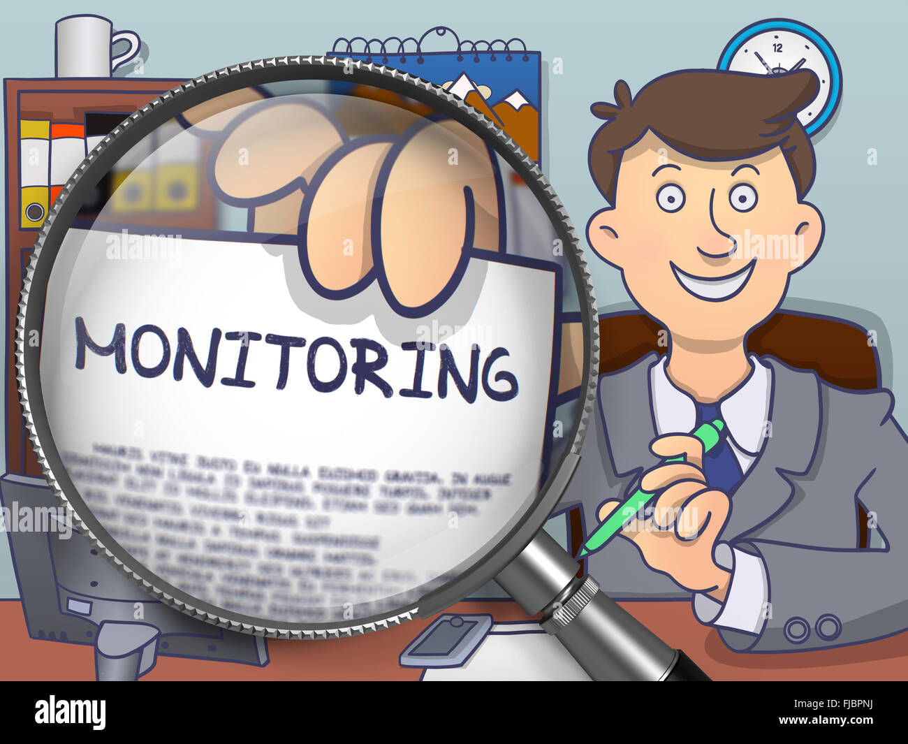 Monitoring through Lens. Doodle Concept Stock Photo Alamy
