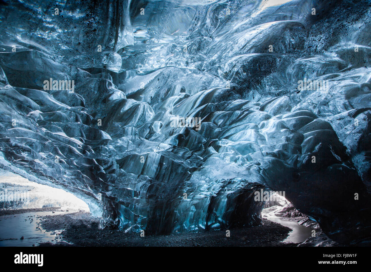 Glacial ice, ice cave under the Vatnajökull, Hali, Southern Region, Iceland Stock Photo