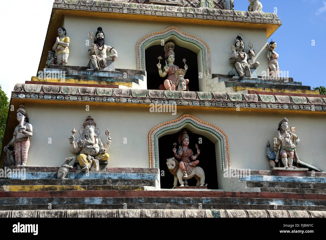 Hindu Temple, Tamil Temple, Étang de Saint-Paul, near Savannah, Réunion Stock Photo