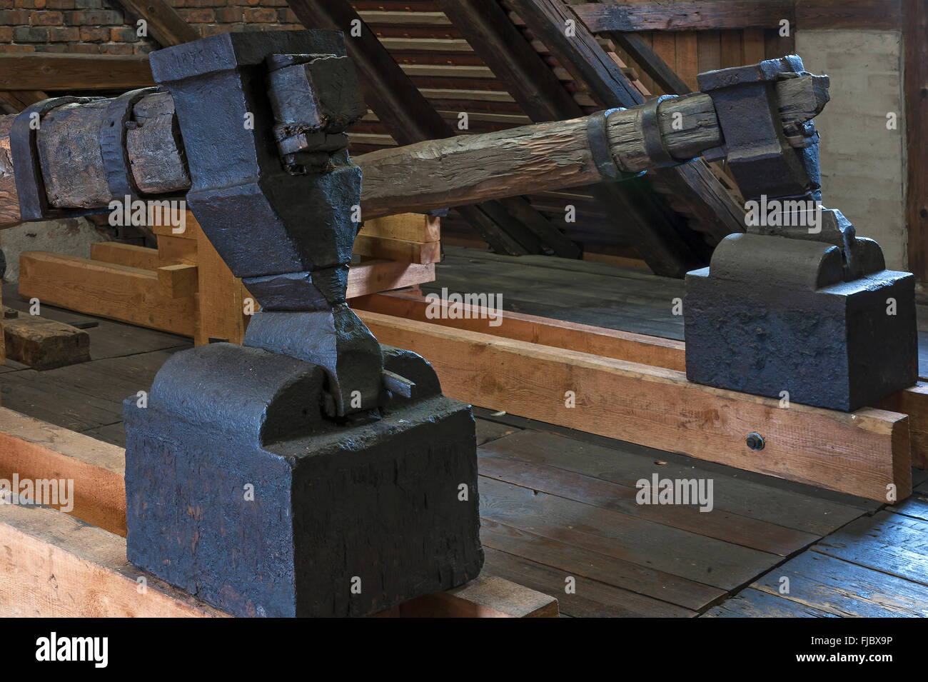 Old blacksmith's hammers of 1875, Industrial Museum, Lauf, Middle Franconia, Bavaria, Germany Stock Photo