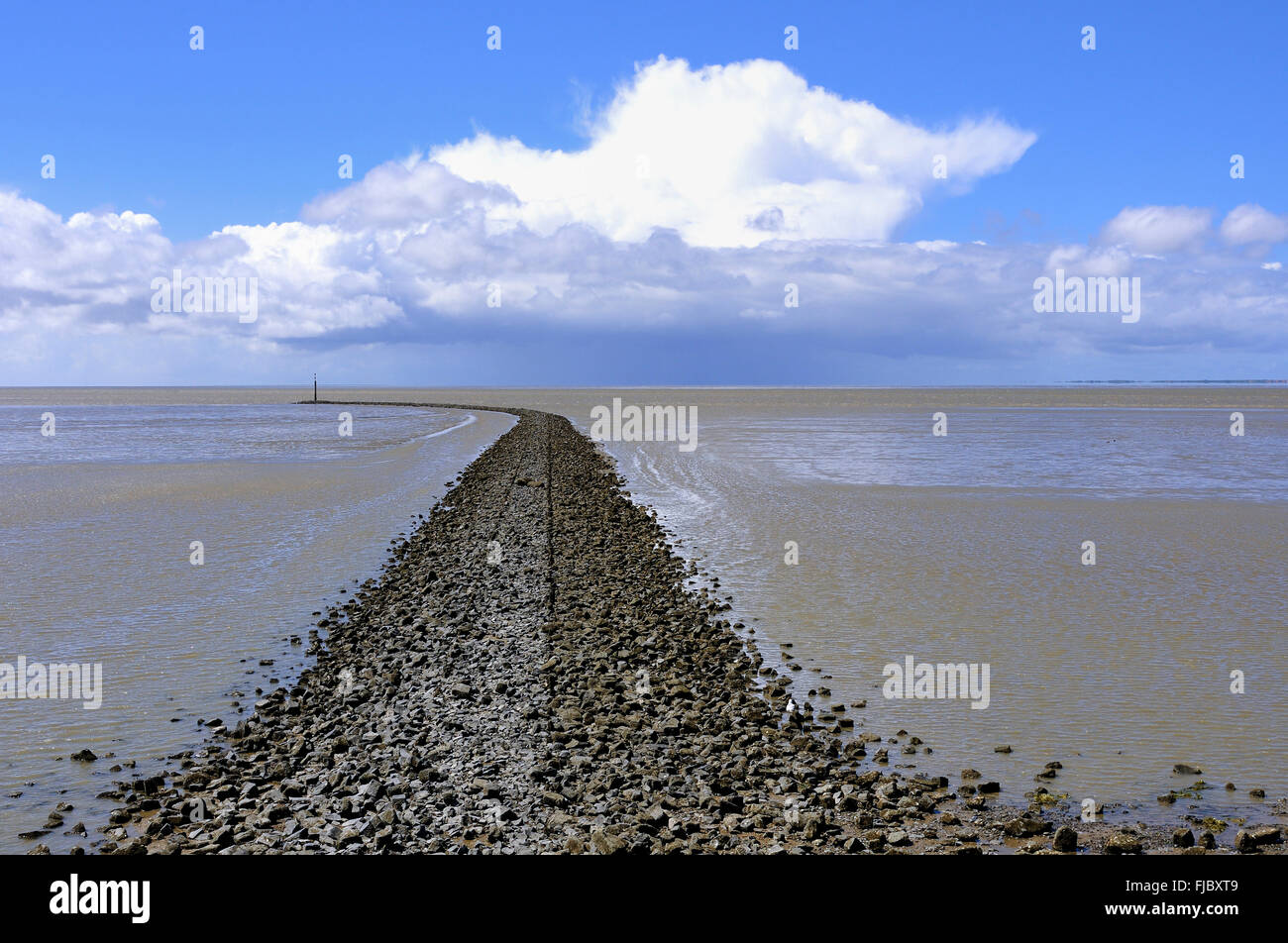 Stone groynes for coastal protection, mud flats at low tide, Norddeich,  North Sea, Lower Saxony, Germany Stock Photo - Alamy