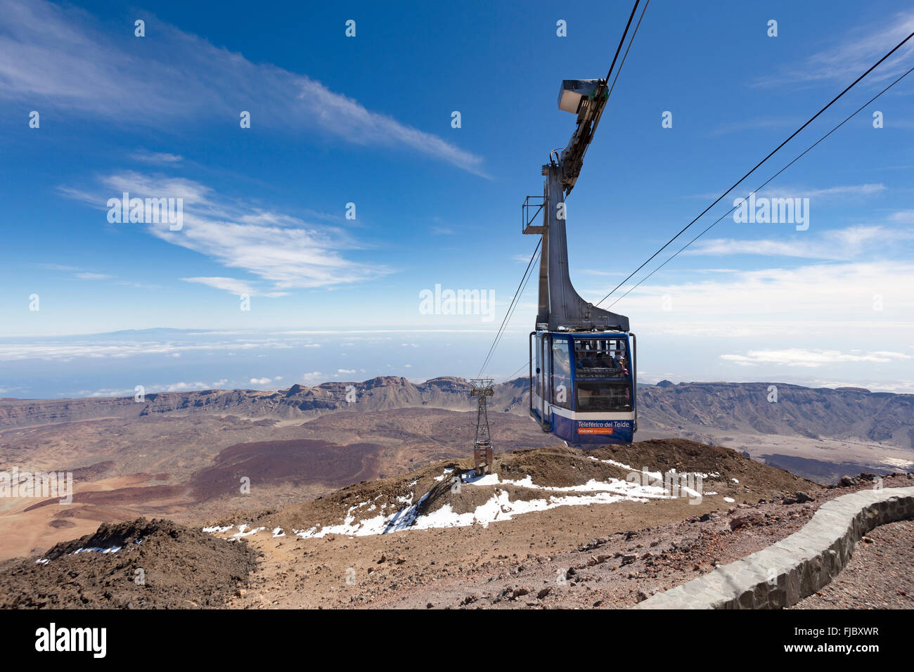 Cable car Teleférico del Teide nearing the mountain station, Tenerife