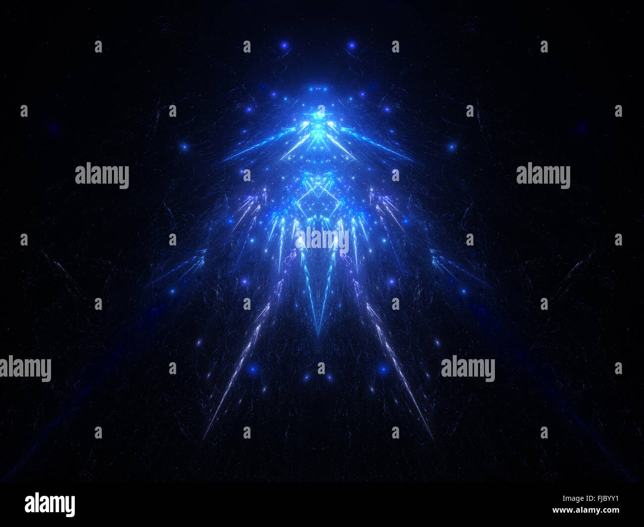 Blue glowing god in space, computer generated abstract background Stock