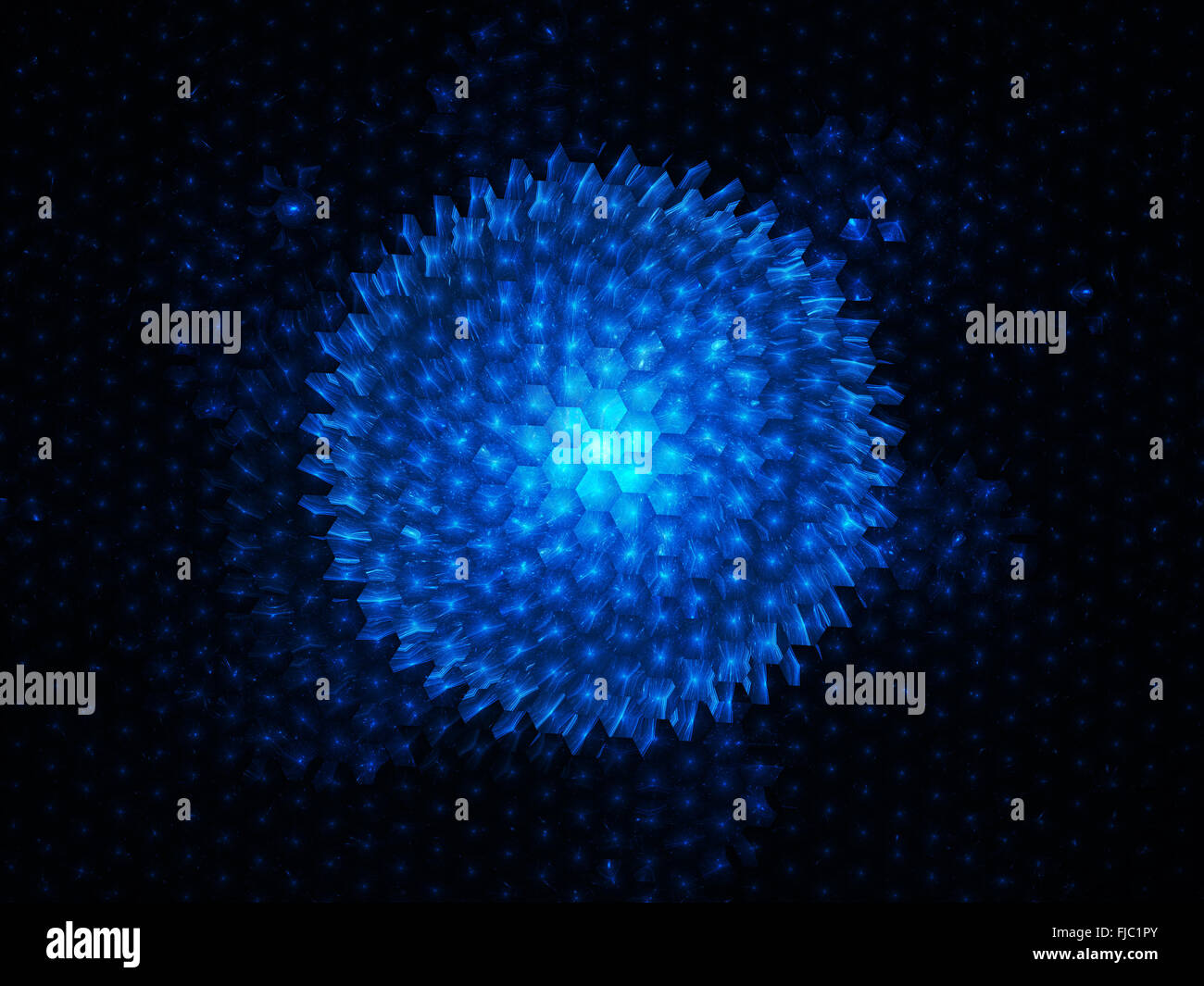 Glowing blue sphere, computer generated abstract artwork ...