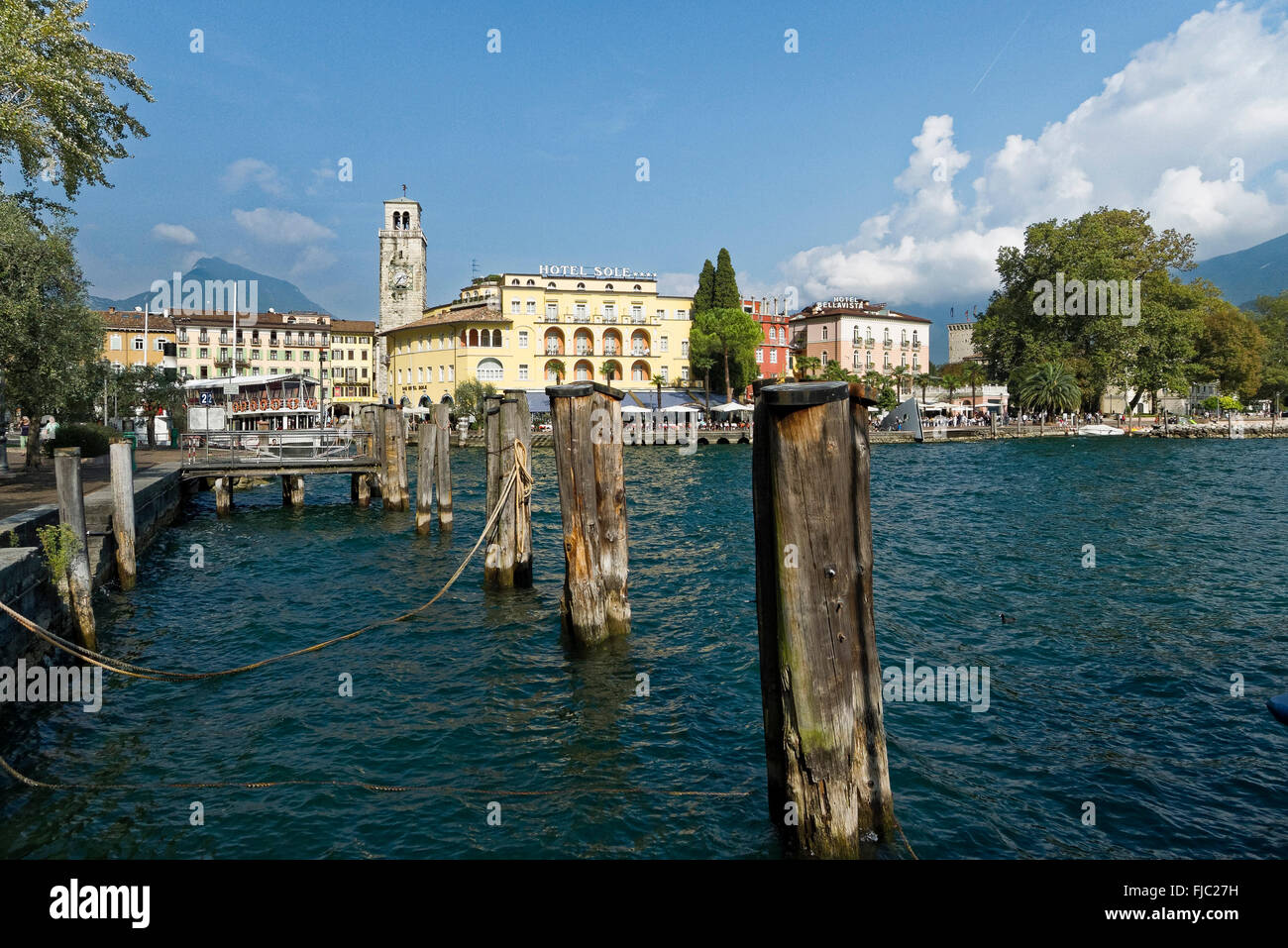 Hafen, Riva del Garda, Gardasee, Trentino, Italien | harbour, Riva del Garda, Lake Garda, Trentino, Italy Stock Photo