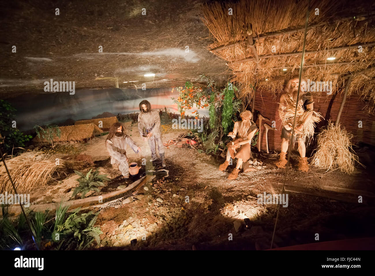Europe, Poland, Wieliczka Salt Mine, daily life of medieval miners display,  UNESCO World Heritage Site Stock Photo