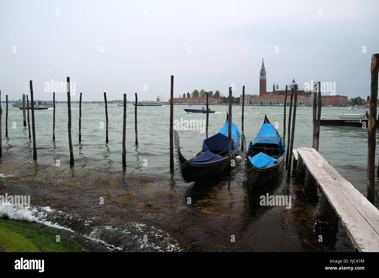 Two gondolas in Venice lagoon Stock Photo - Alamy