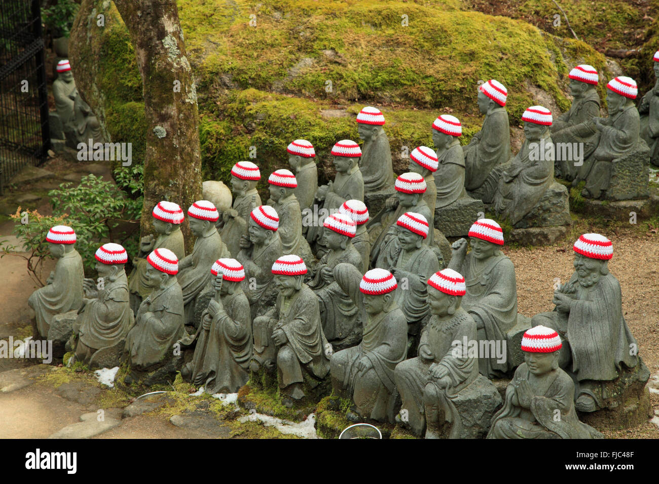 Japan, Miyajima, Daisho-in Temple, Rakan statues, Shaka Nyorai's disciples, Stock Photo