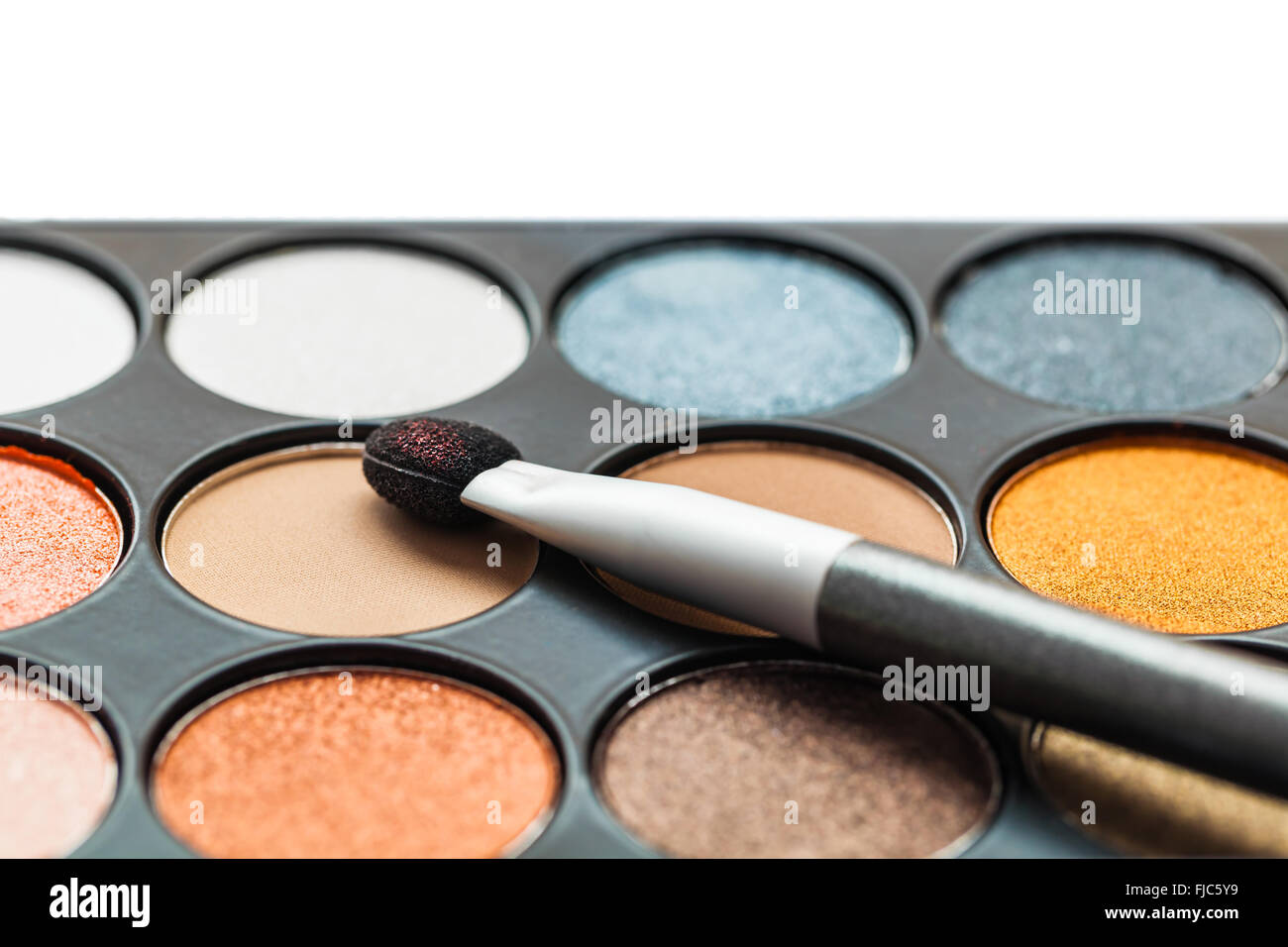 set of decorative cosmetics, Eyeshadow Palette and brush Stock Photo Alamy