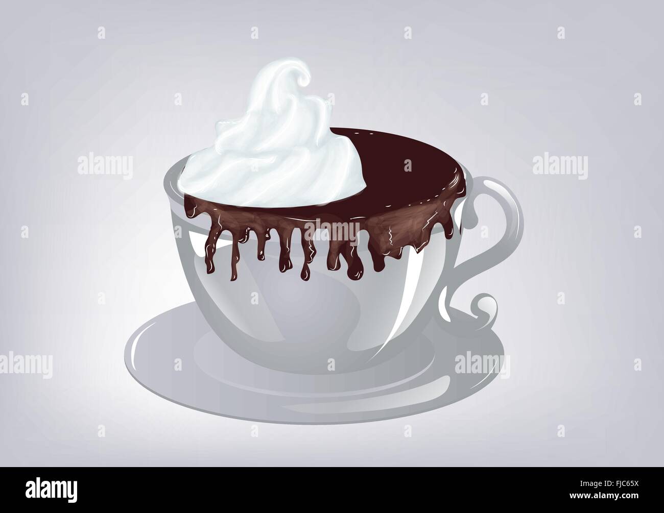 hot chocolate. Cup of hot chocolate grey background Stock Vector