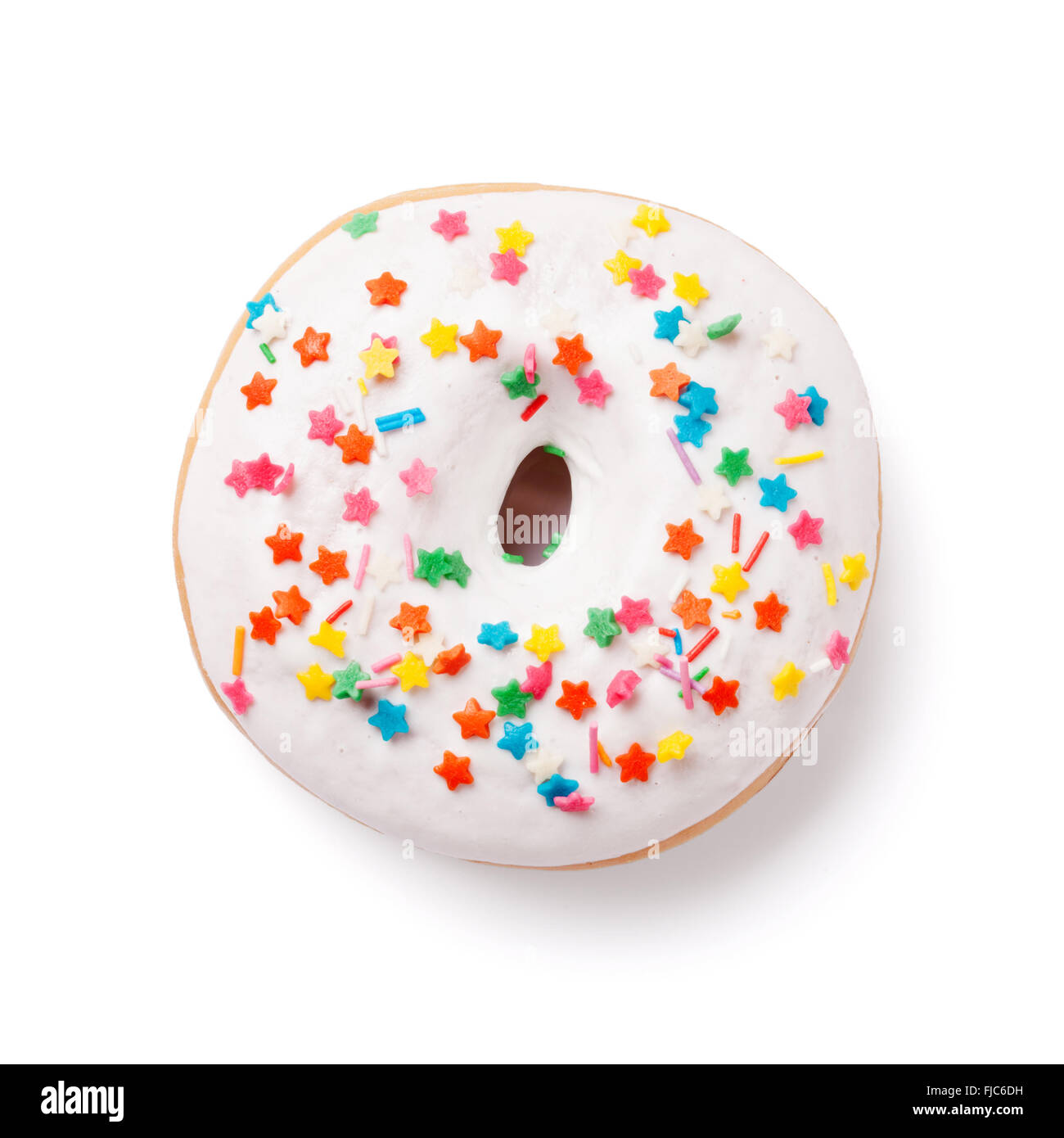Donut with colorful decor. Isolated on white background Stock Photo - Alamy
