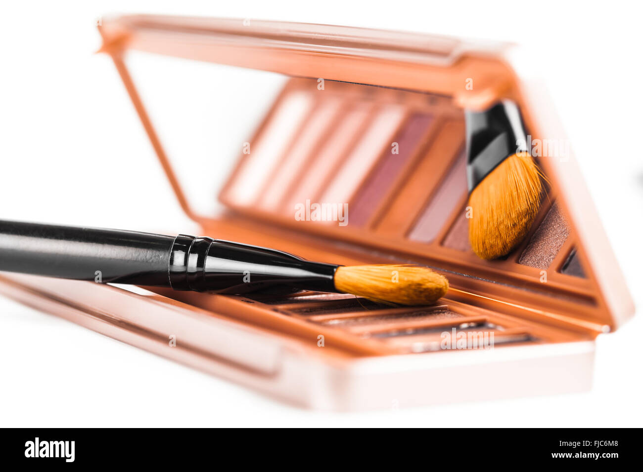 set of decorative cosmetics, Eyeshadow Palette and brush Stock Photo Alamy