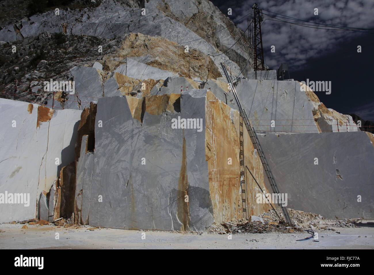 Marble quarry with ladder, Carrara Italy Stock Photo Alamy