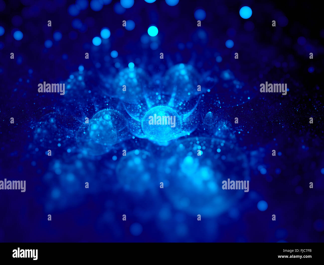 Microscopic blue glowing sphere, computer generated abstract background Stock Photo