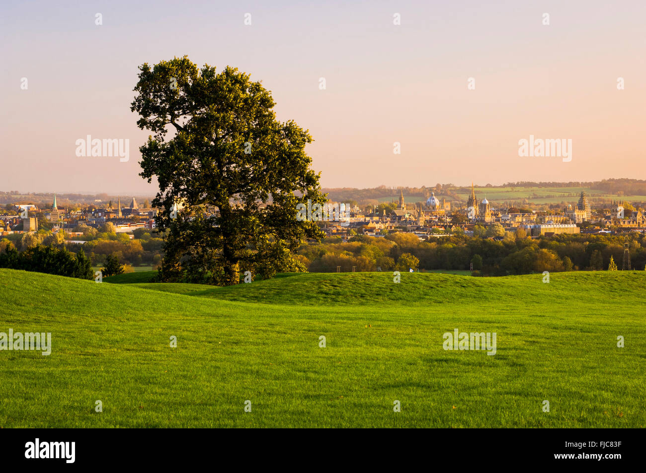 The spires of Oxford from South Hinksey Golf Course, Oxfordshire