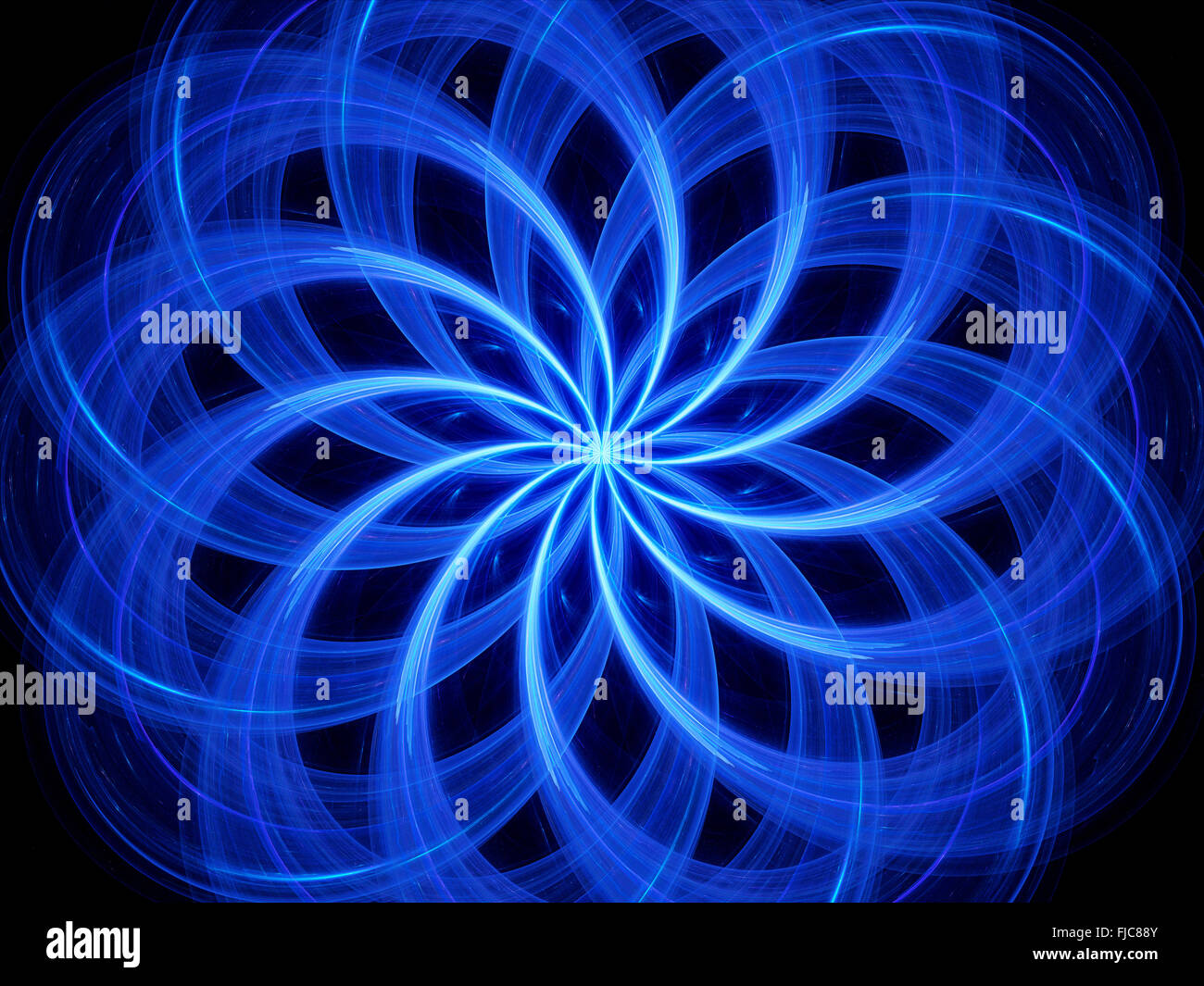 Blue glowing spin in space, computer generated abstract background Stock Photo