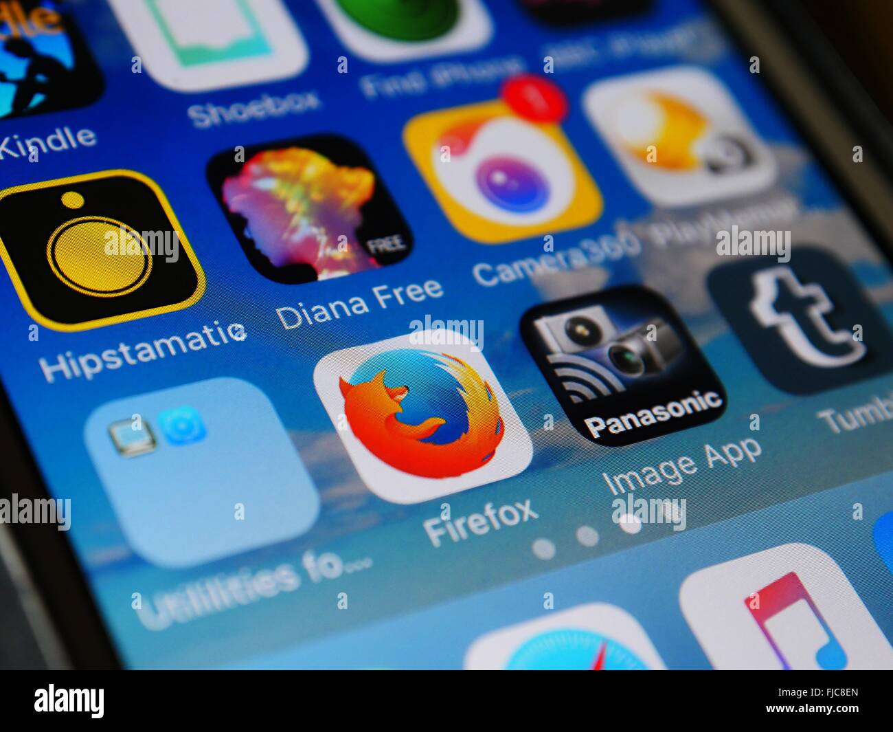 Apple Iphone screen showing apps Hipsamatic firefox Stock Photo Alamy