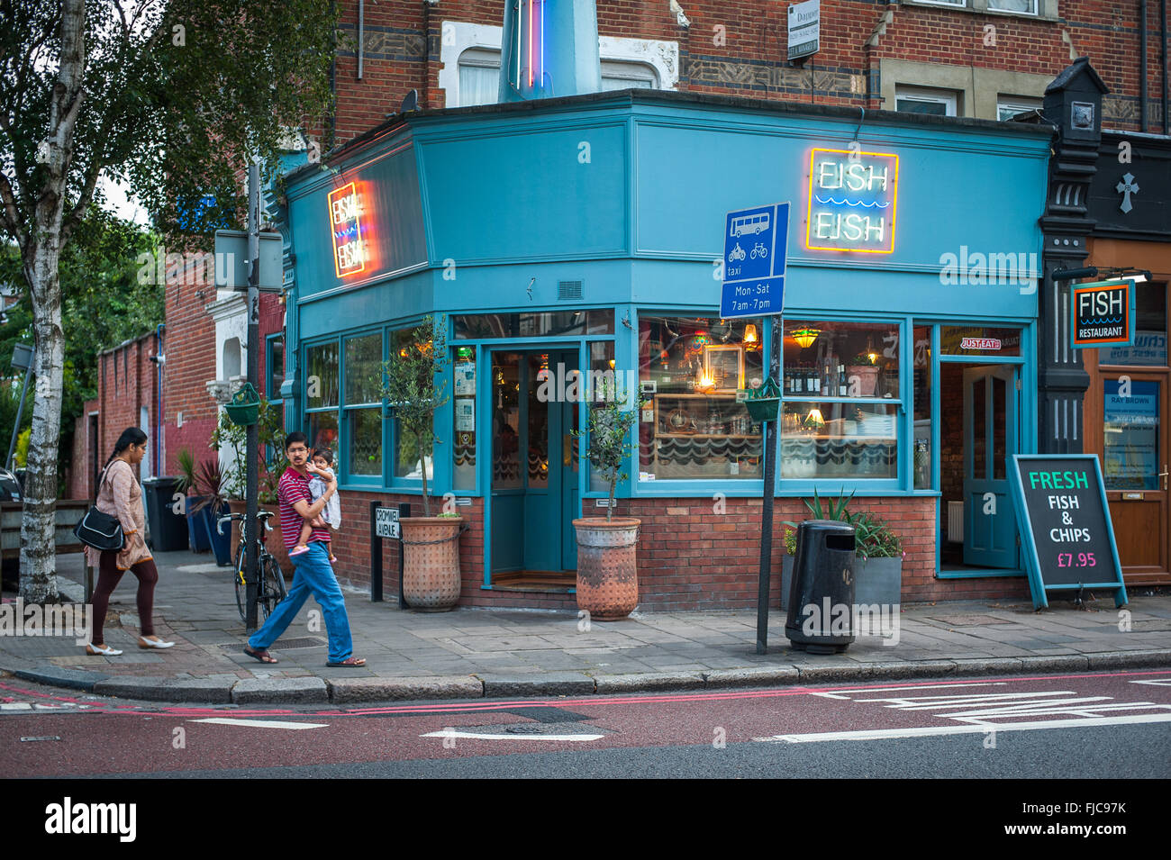 Upmarket Fish & Chips restaurant, Highgate, north London Stock Photo