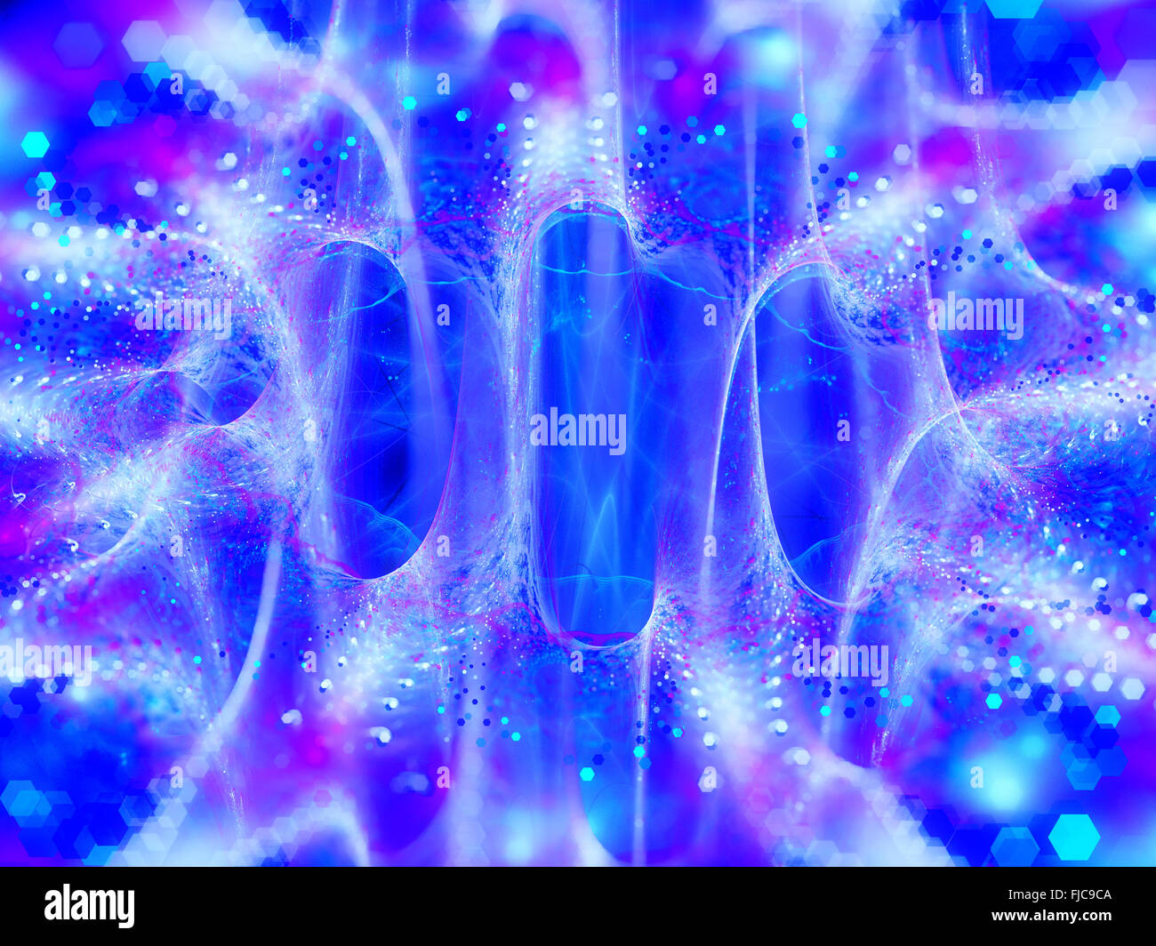 Blue colorful curves, computer generated abstract background Stock Photo