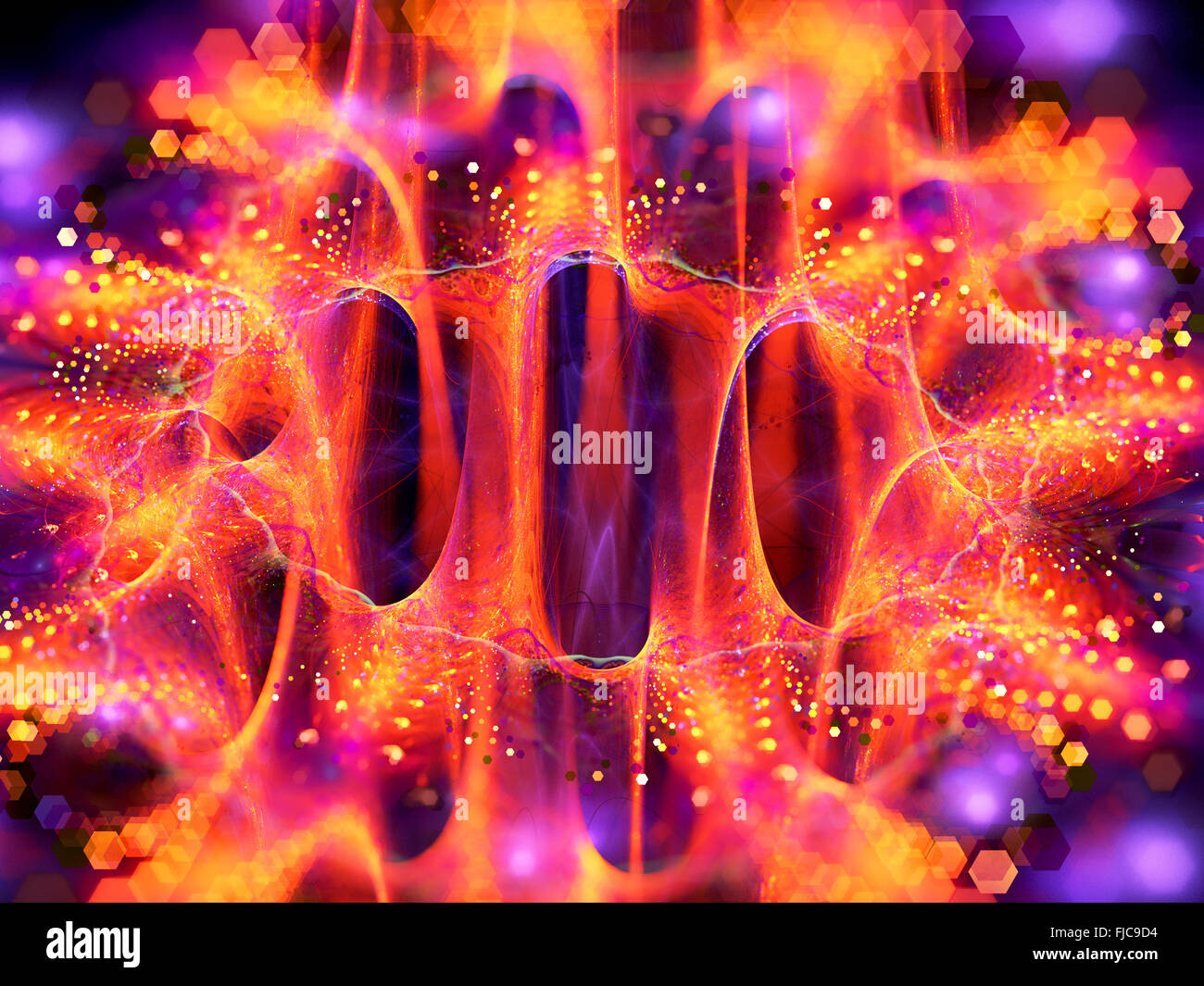Colorful curves in space, computer generated abstract background Stock Photo